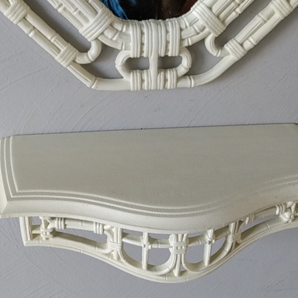 Homco white faux wicker mirror & shelf - Picture 7 of 16